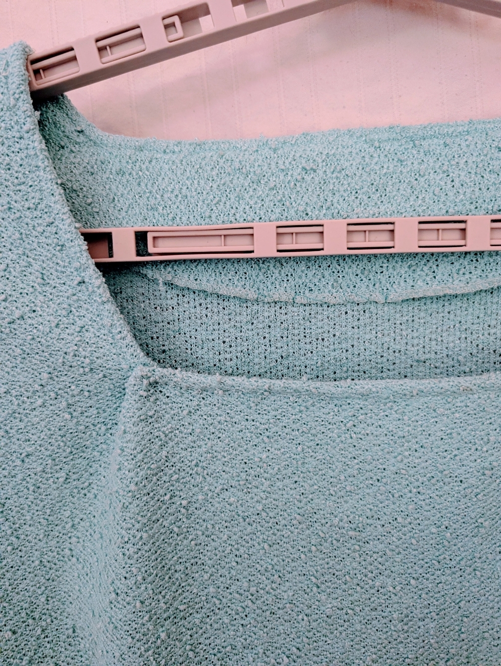 Vintage 70s Classic Baby Blue Women's Skirt Set - Textured Knit 1x - Picture 3 of 6
